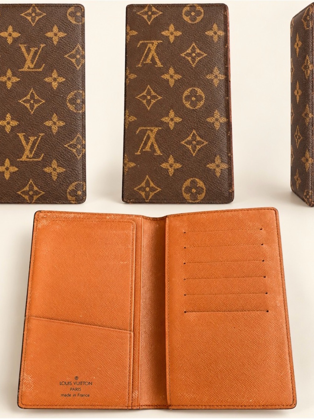 Louis Vuitton Brown Monogram & Tan Interior Money Clip Wallet